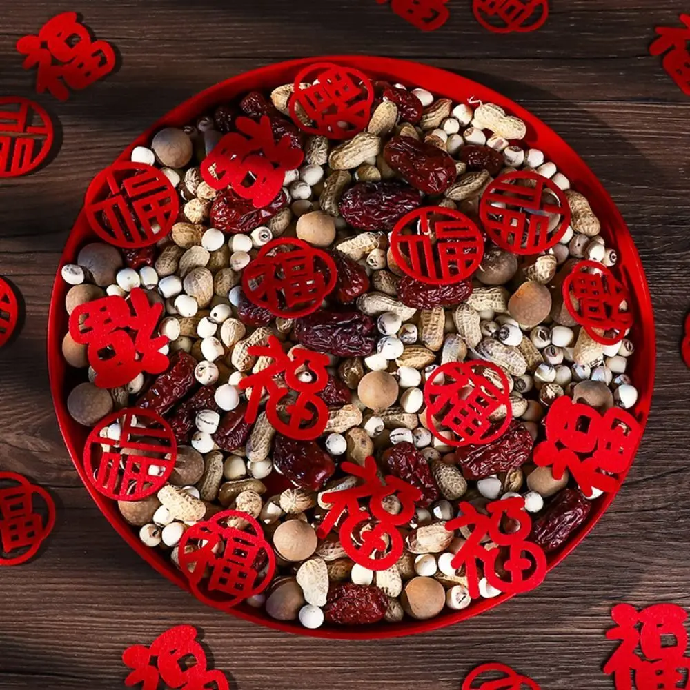 

Nonwovens Fortune Decorations Non-sticky Hollow Chinese New Year Stickers Mini Size Red Spring Festival Decorations