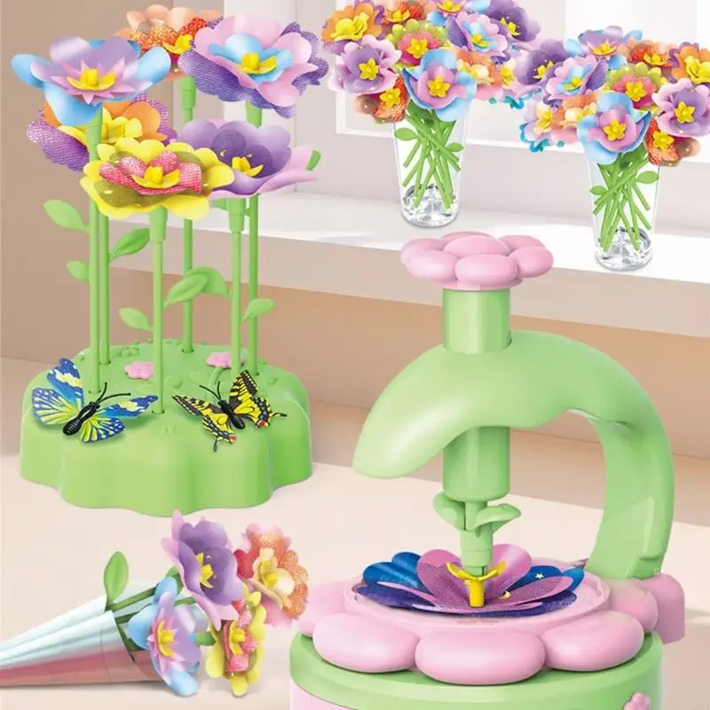 Kreatywna maszyna do prasowania kwiatów zabawka edukacyjna rękodzieło zestaw do robienia bukietów kwiatowych dla dzieci zabawka