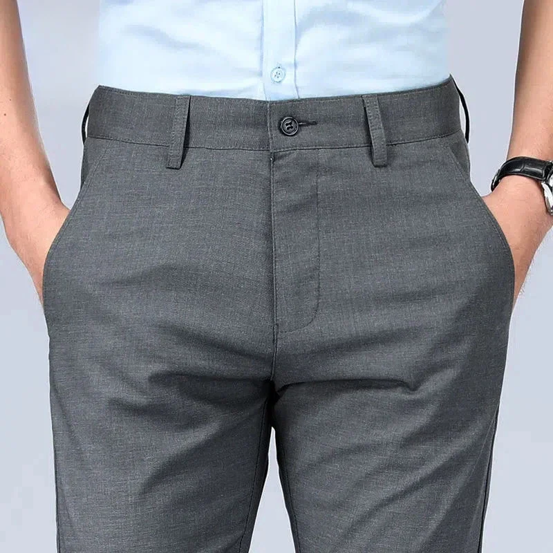 

Pop Linen For Men Straight Social Tailoring Business Fabric Anti-wrinkle Vintage Man Suits Pants Slacks Spring Clothes Up