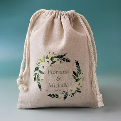 Linen Drawstring Bag Custom Colorful Logo Organic Cotton Dust Sack