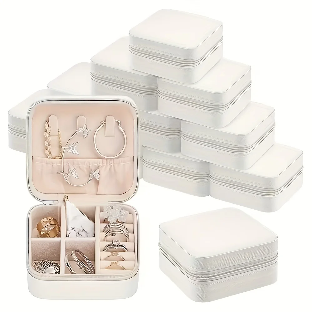 1PC Women's PU Leather Jewelry Box Multi-Functional Portable Rectangular Storage Ideal for Home Organization gallery 4