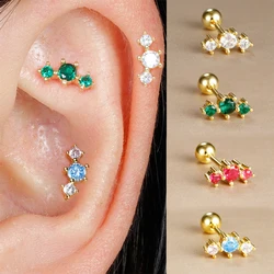 1PC Fashion Stainless Steel Zircon Small Stud Earrings for Women Helix Tragus Screw Back Cartilage Piercing Earring Body Jewelry