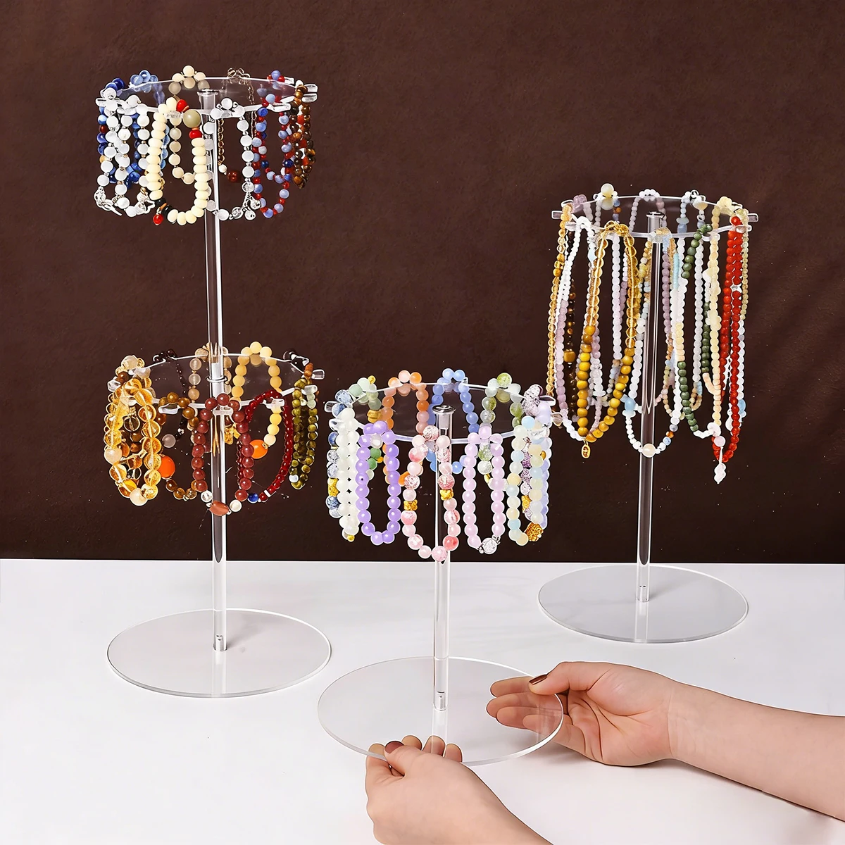 

1pc acrylic hanging bracelet display rack desktop jewelry storage rack suitable for bracelets, necklaces, ankle chains organizer