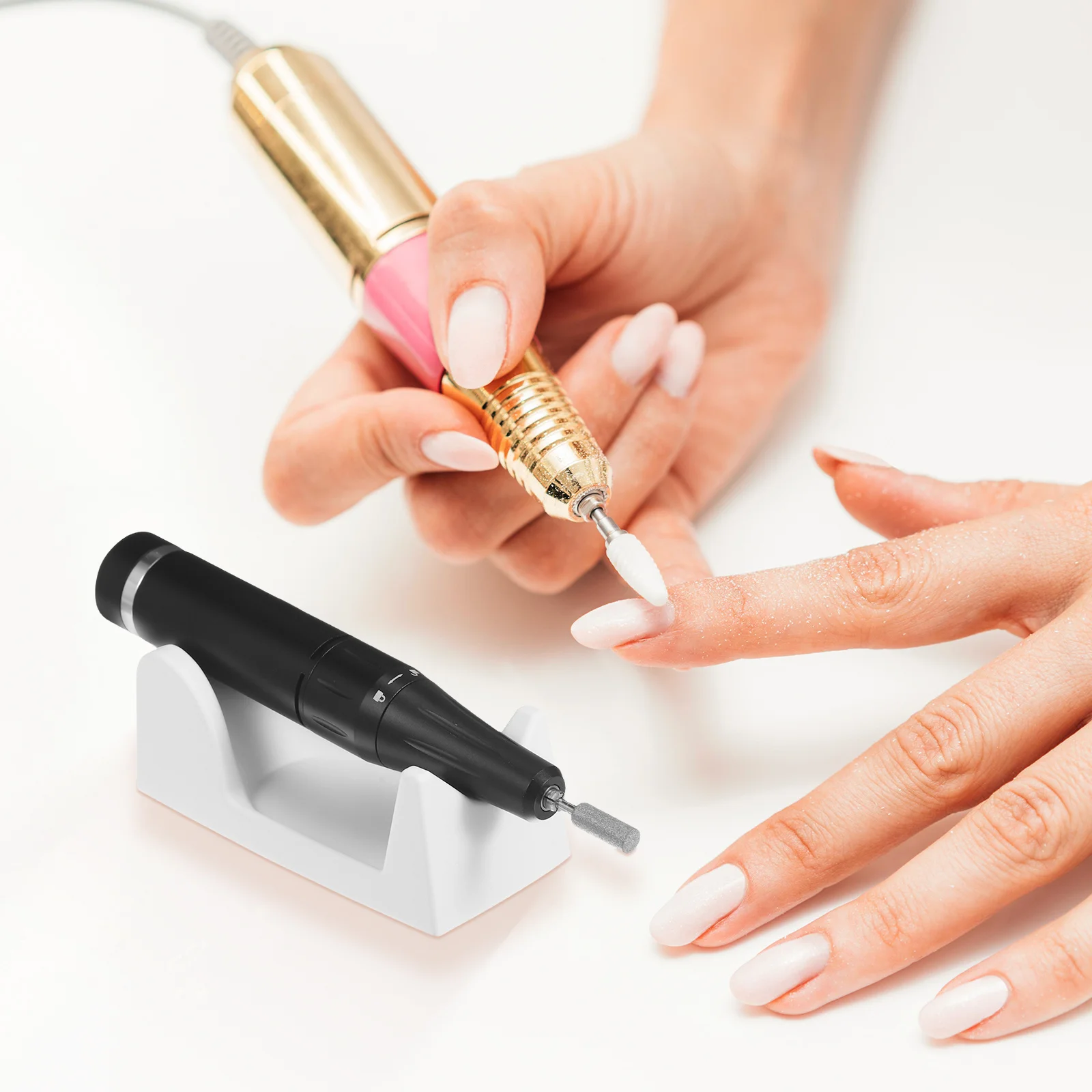 2 szt. Elektryczny polerka do paznokci uchwyt plastikowy organizer na biurko do manicure
