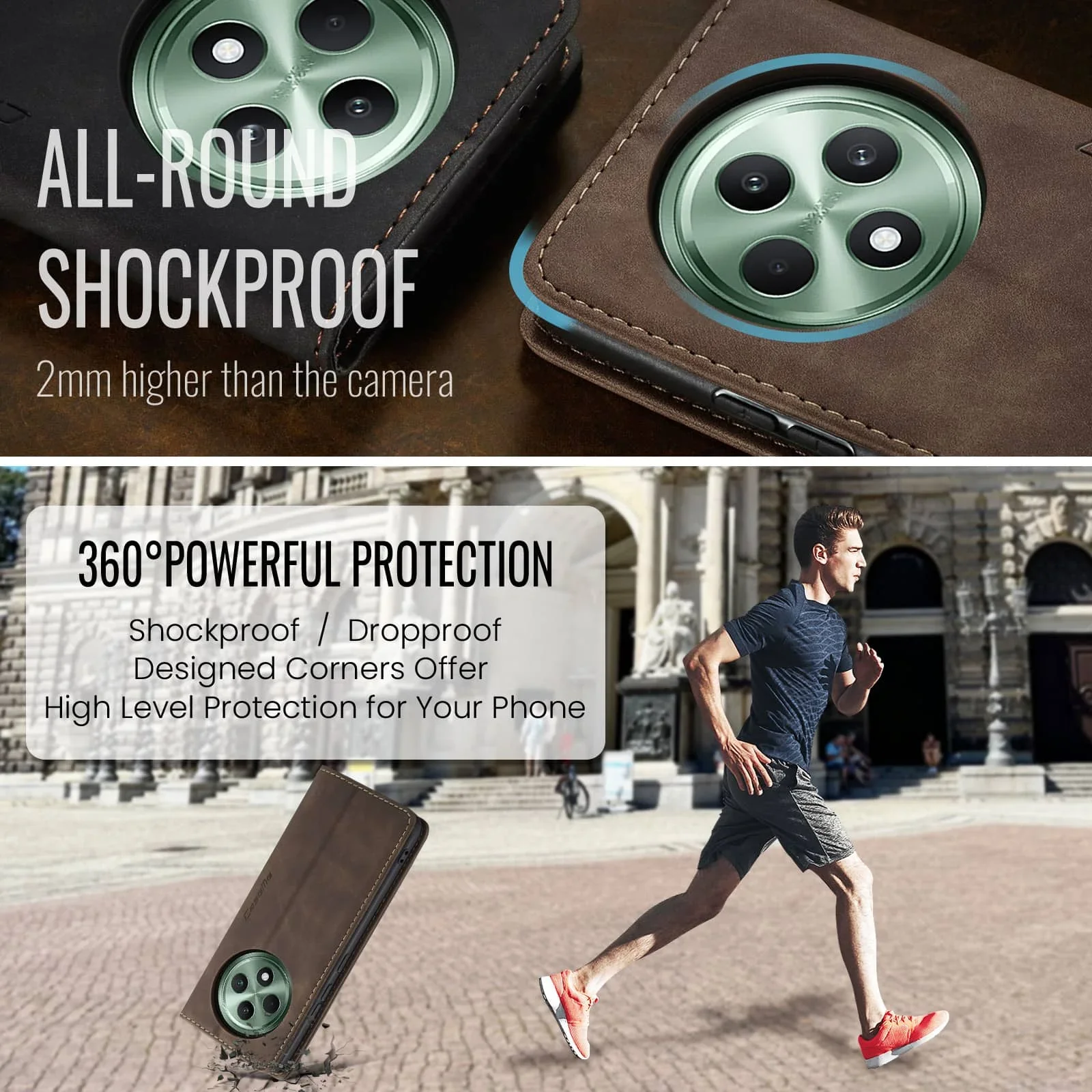 Etui z klapką dla OPPO Reno 12/12Pro 5G/Reno 12F 4G/5G/12FS 5G, skórzane magnetyczne etui Folio z uchwytem na kartę, etui odporne na wstrząsy — zdjęcie produktu 5