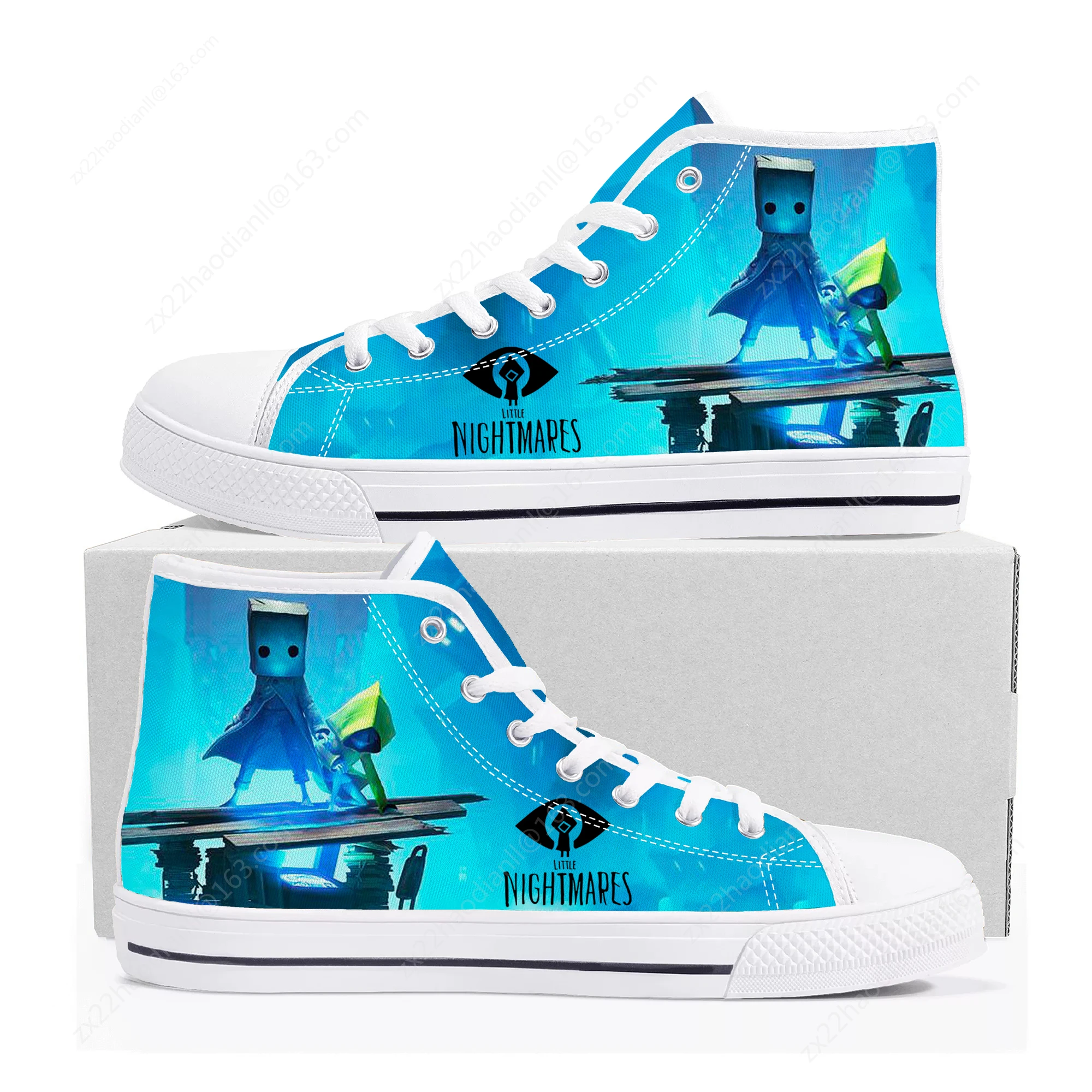 Hot Game Little Nightmares Anime High Top Sneakers High Quality Mens Womens Canvas Sneaker Casual Couple Shoes Custom Shoe