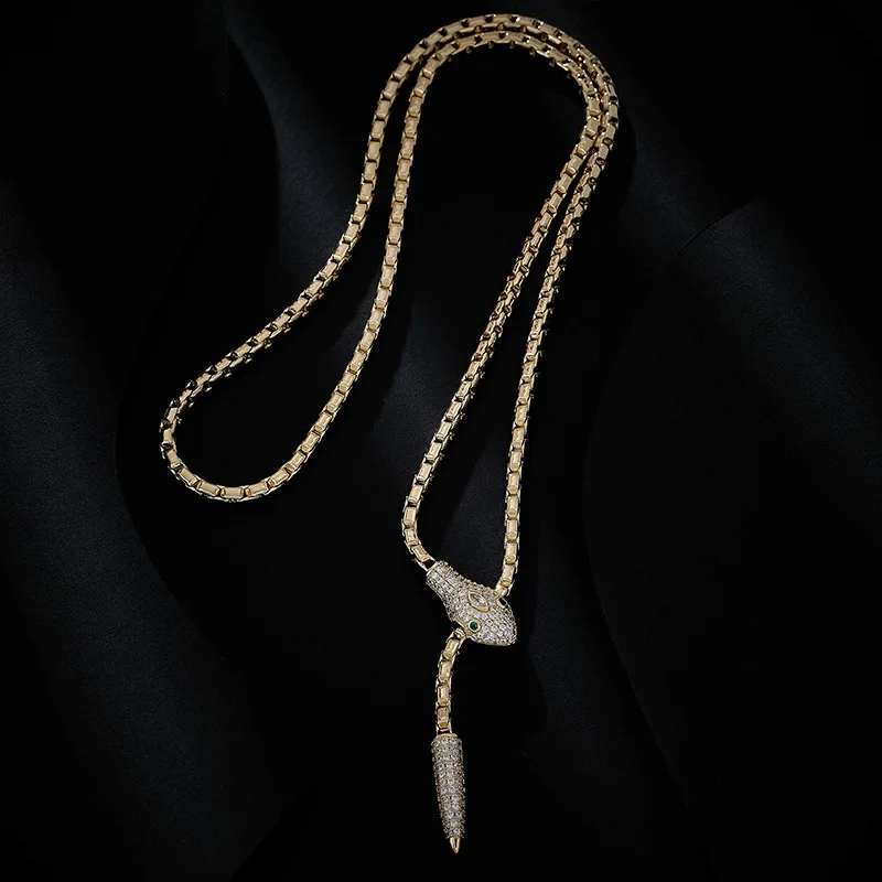 Heavy Craft Collarbone Chain High-End Zircon Pull Rope Snake Necklace Minimalist Style High-End Versatile Choker