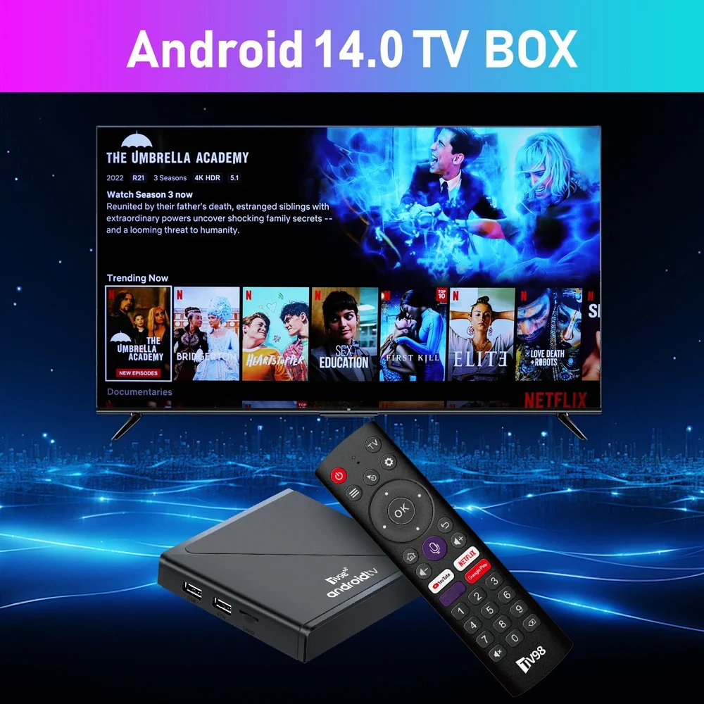 Android 14 TV Box  8K Set Top Box Allwinner H313 HD 4K Quad Core 5G Dual Wifi BT5.0 Support Smart Voice control Remote Control