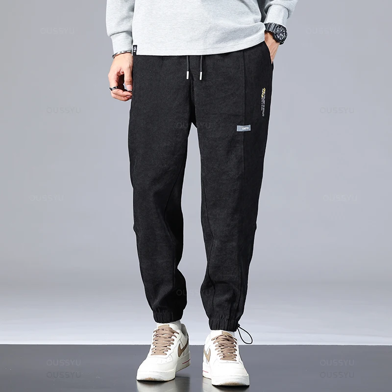 New Autumn Winter Baggy Trousers Harajuku Sports Pants Man Jogger Thick Casual Harem Bundle Foot Korean Sweatpants Male Oversize