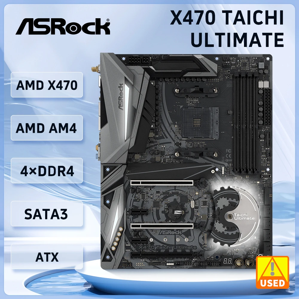 ASROCK X470 마더보드, X470 Taichi Ultimate AM4 DDR4 64GB PCI-E 3.0, 2 × M.2 ATX 지지대 Ryzen 7 PRO 1700X 5 5600G CPU 