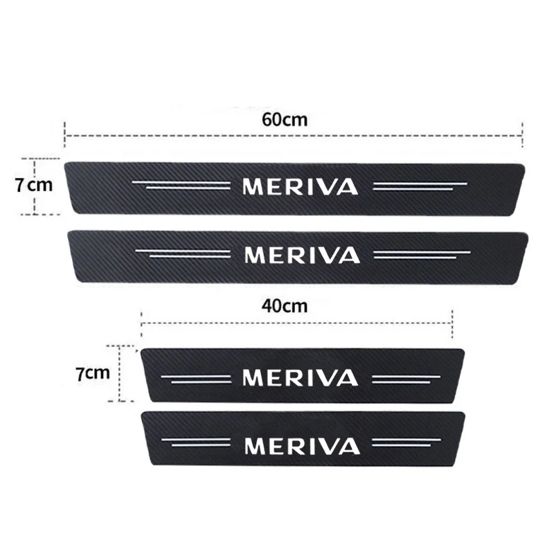 Luminoso per Opel Meriva Emblem porta in fibra di carbonio soglia davanzale piastra Scuff decalcomanie adesivi protettivi protezioni per pedali