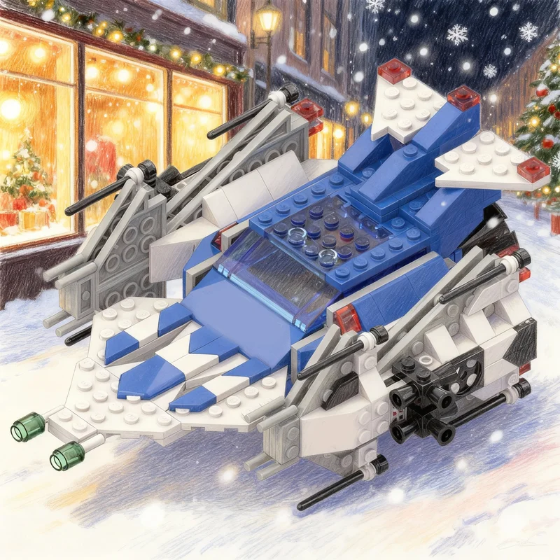 

297 деталей MOC Meringa: Классическая модель космического корабля, конструктор, творческий набор для сборки, идея для подарка на Рождество, развивающая игрушка для детей