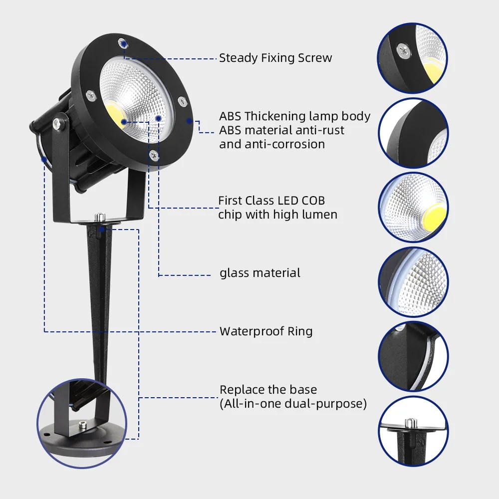 LED Outdoor Solar Spotlight Adjustable Solar Lawn Light IP65 Waterproof LED Lamp for Yard Garden Landscape Tree Decor Spotlight