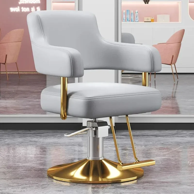 Portable Barbershop Salon Chair Luxury Beauty Gold Hairdressing Salon Chair Barber Swivel Silla De Barbero Commercial Furniture