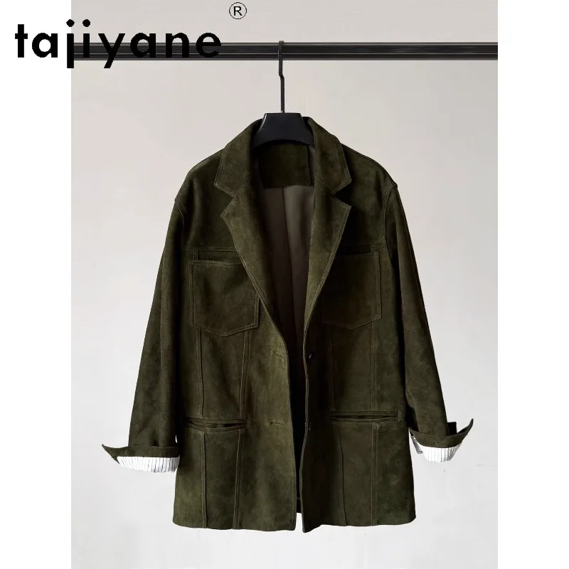 TAJIYANE Genuine Leather Jacket Women Suede Goatskin Leather Coats Mid-length Jackets for Woman Blazer Overcoat Korean Jaqueta