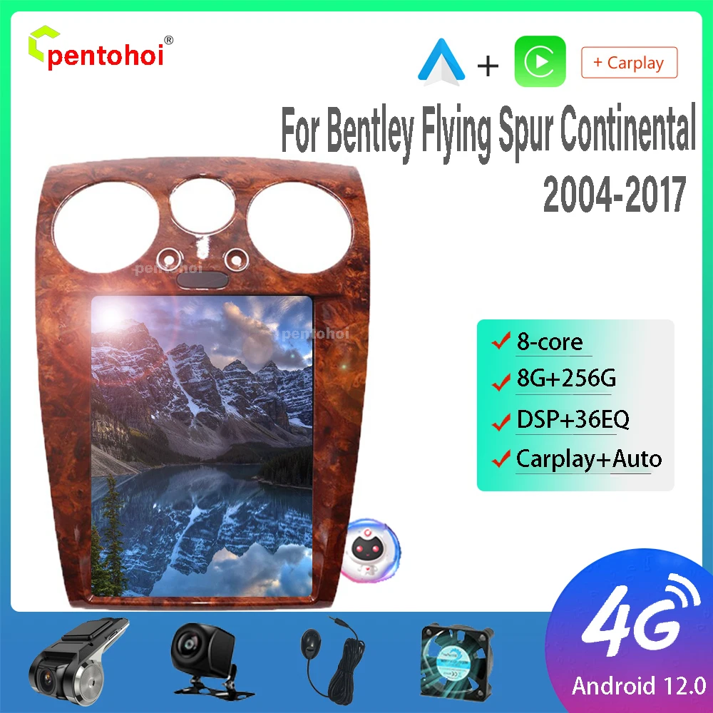 

Автомобильный радиоприемник Pentoho для Bentley Flying прямой Continental 2004-2017 Android экран Tesla стерео Мультимедийный Плеер Carplay Auto 256G