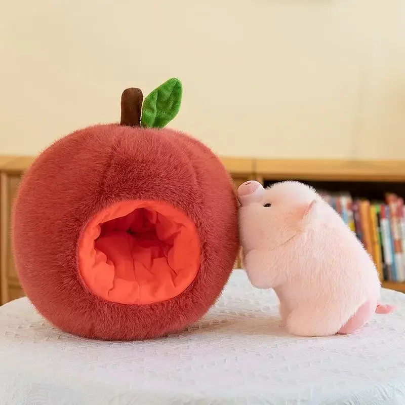 Cute Detachable Cotton Stuffed Apple Pig Plush Toy for Girlfriend Birthday Gift, Soft doll, Fun cartoon