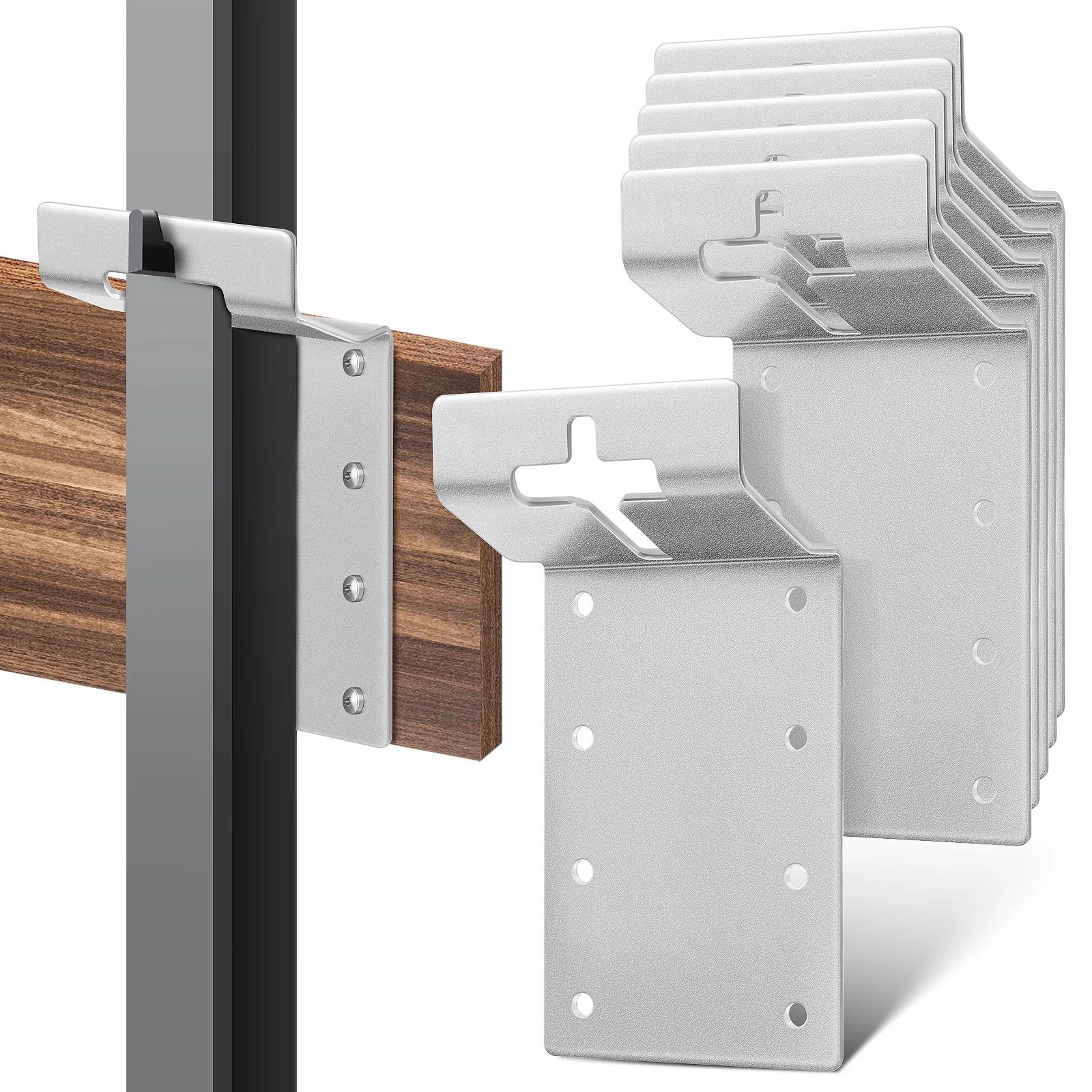 

6 Pcs T Shaped Fence Post Brackets: Heavy Duty Metal Mounting Brackets for Wood Garden Fence Support Decorative Repair Bracket