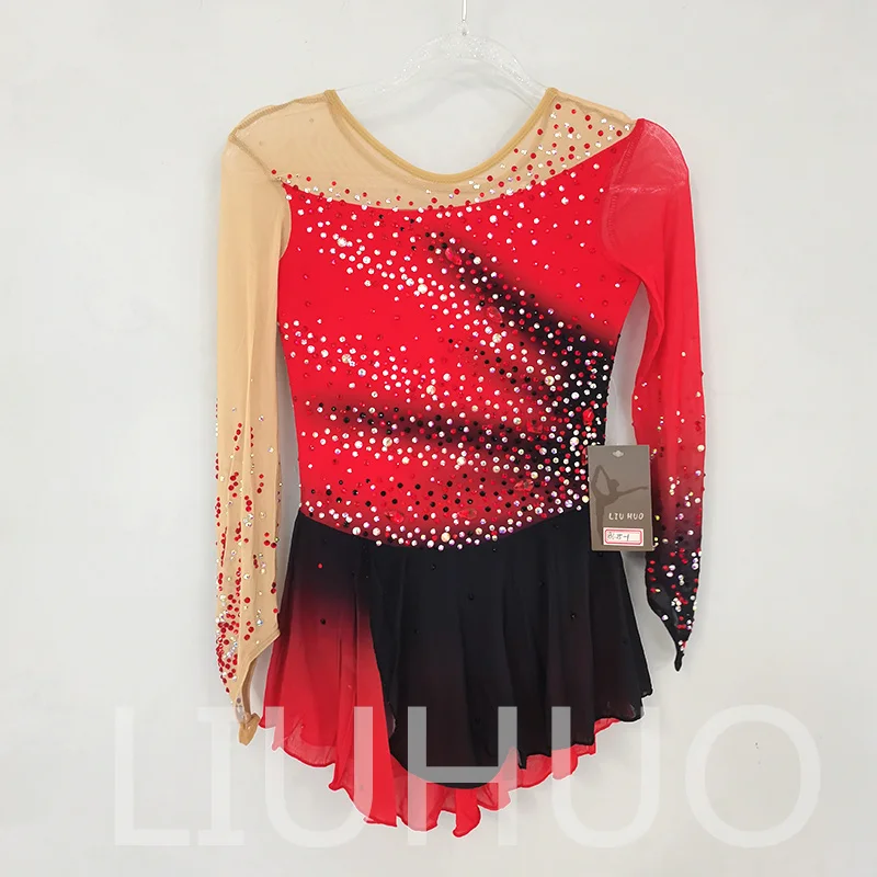 LIUHUO Ice Figure Skating Dress Girls Women Teens Stretchy Spandex Gradient Competition Wholesale