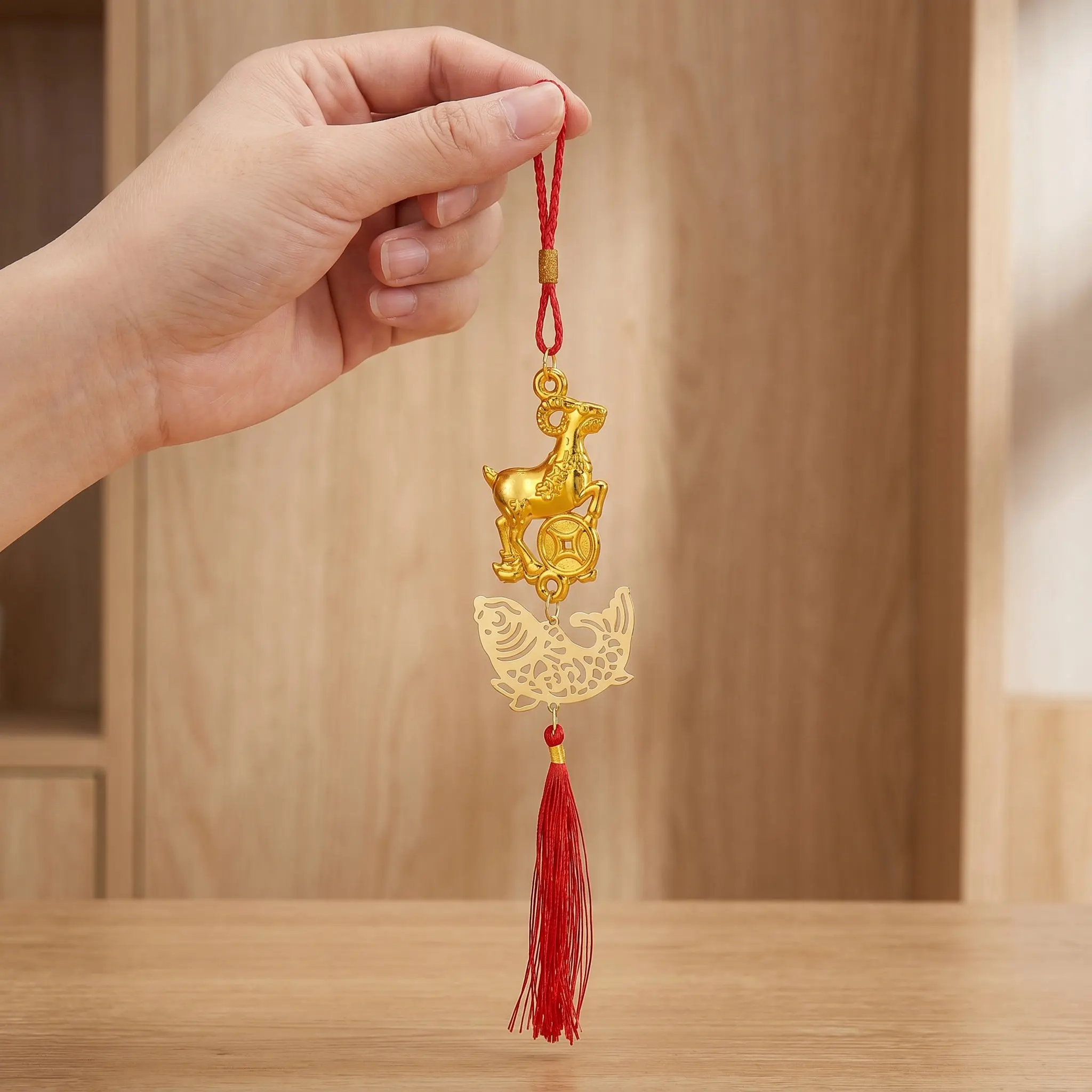 8Pcs Chinese New Year Hanging Tassels Lucky Charms Year of The Goat Decoration Spring Festival Bonsai Tree Pendant Feng Shui view 6