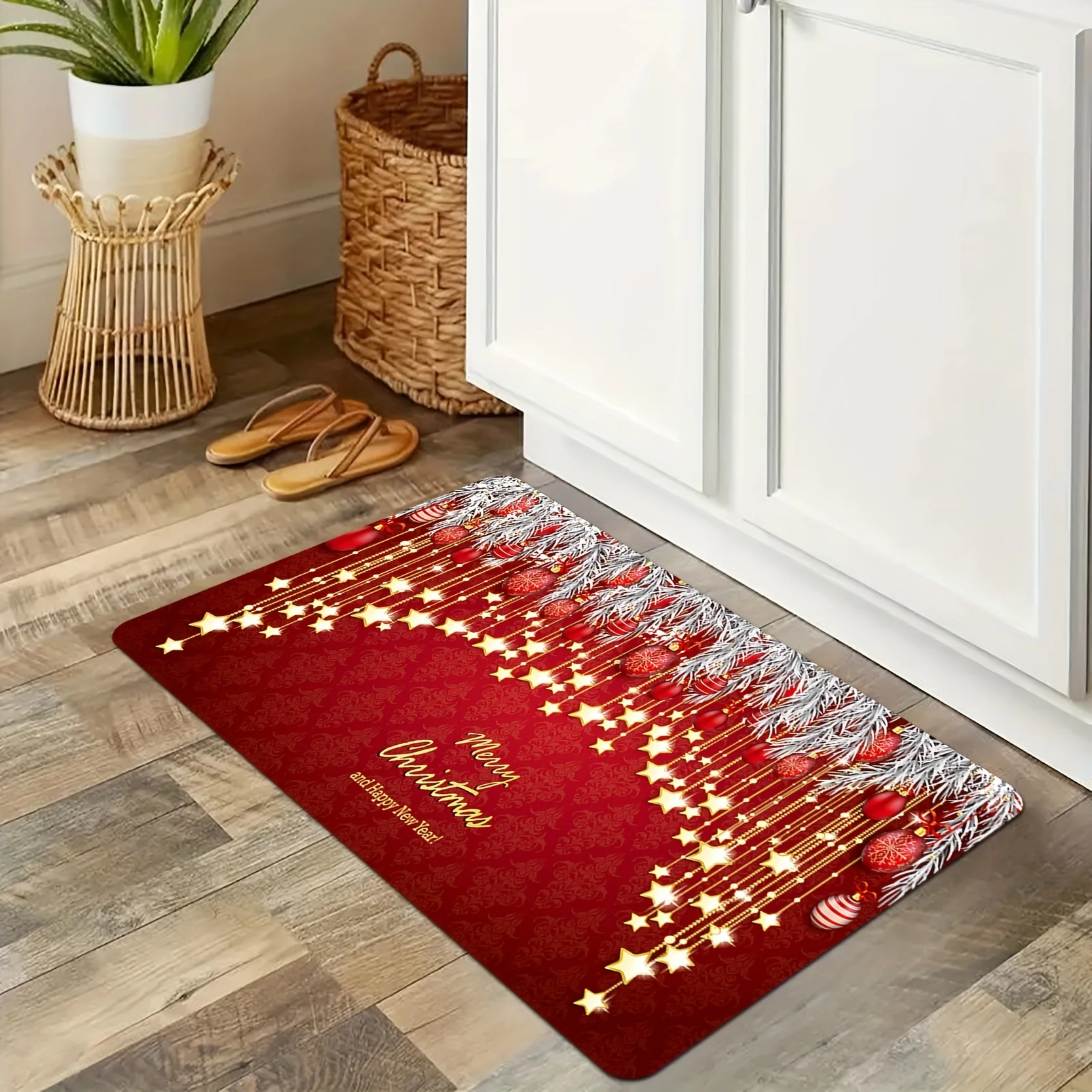 Christmas Entrance Doormat Decor Carpet for Living Room Kitchen Hallway Balcony Long Rugs Bedroom Non-slip Doormat Xmas Decor