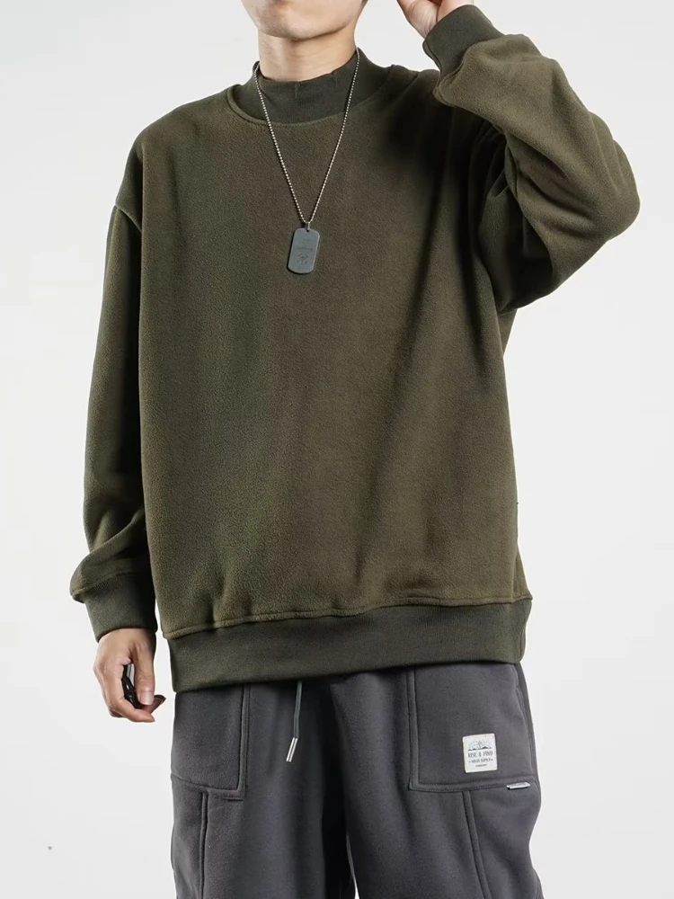 Stand Sweatshirts Men Pure Color Spring Autumn Slouchy Normcore Japanese Style Baggy Basic Temperament Long Sleeve Unisex Retro