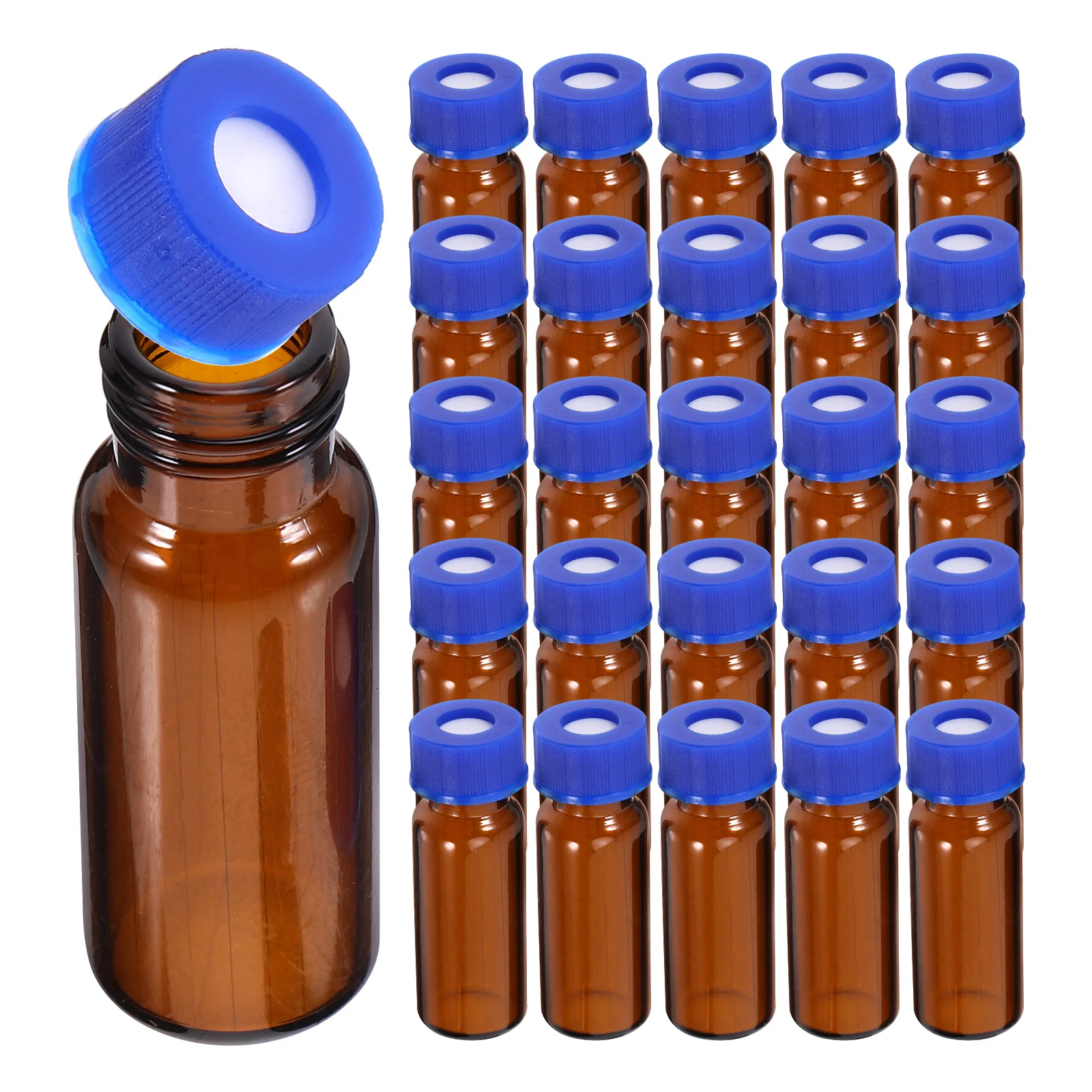 

100pcs 2Ml Glass Vial Empty Sampling Bottle Small Glass Bottle Lab Vials Leakproof Caps Shield Light For Medical Use