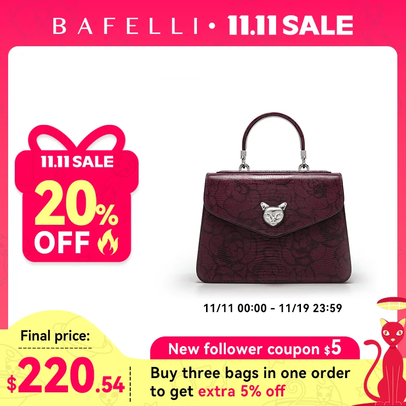 2025 BAFELLI CAT WOMEN'S NEW FASHION HANDBAG LADY STYLISH BUSINESS FEMALE LEATHER LUXURY BRAND CASUAL OL FLORAL WINE PURSE