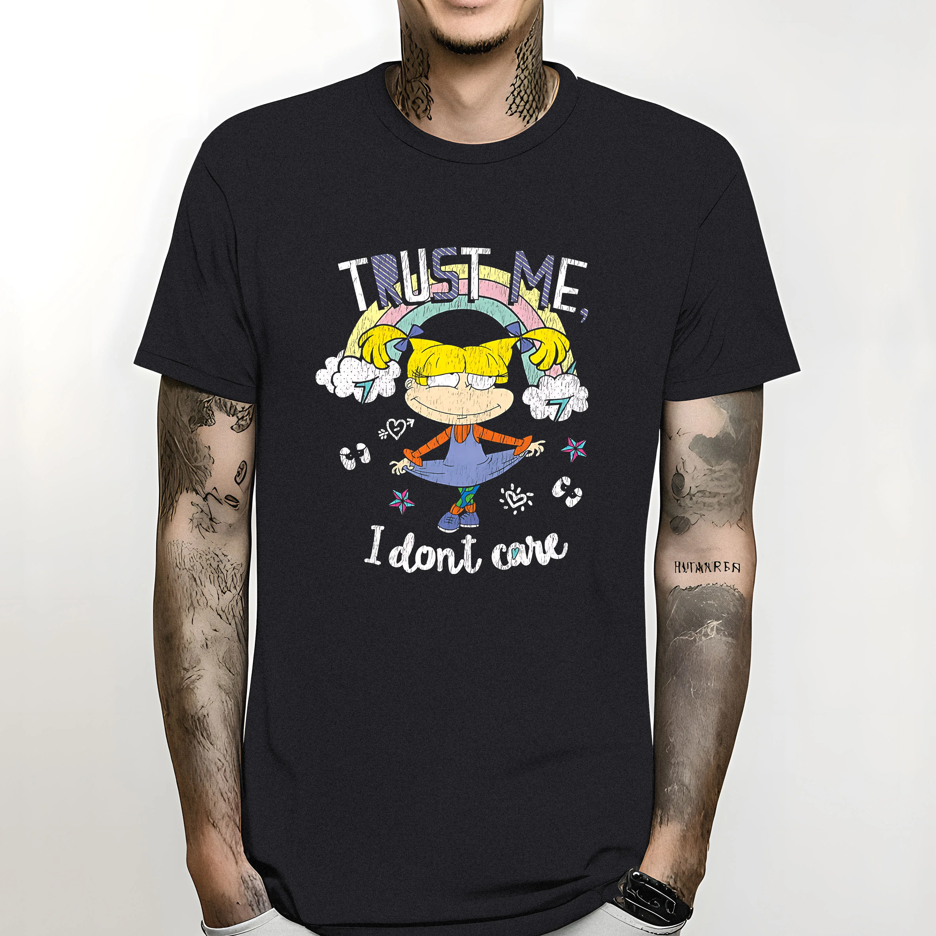 

2024Crewneck Tees Short Sleeve Clothes Big Size Trust Me I Dont Care Rugrat T Shirts for Men Cotton Funny T-Shirt men clothing