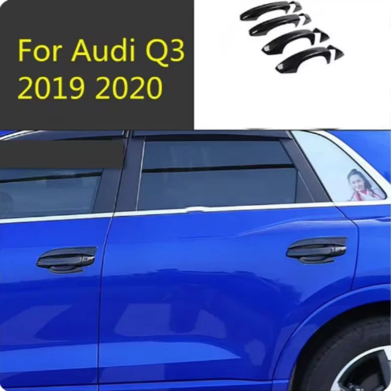 

car styling trim door Carbon fibre Handle bowl cover sticker Exterior decoration For Audi Q3 2019-2022 Accessories