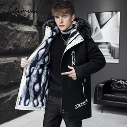 DIMUSI Winter Men's Long Jacket Fashion Male Thermal Parkas Coats Casual Men Classic Fur Collar Warm Padded Jackets Clothing