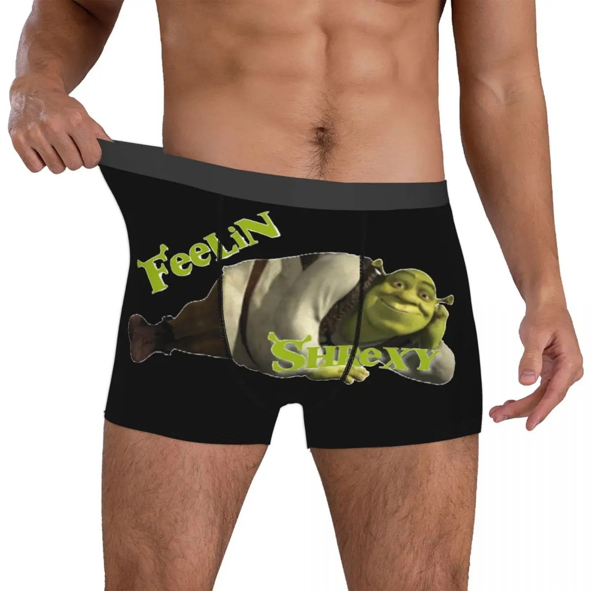 Men Feelin Shrexy Meme Boxer Briefs Shorts Panties Mid Waist Underwear Humor Shreks Homme Printed S-XXL Underpants