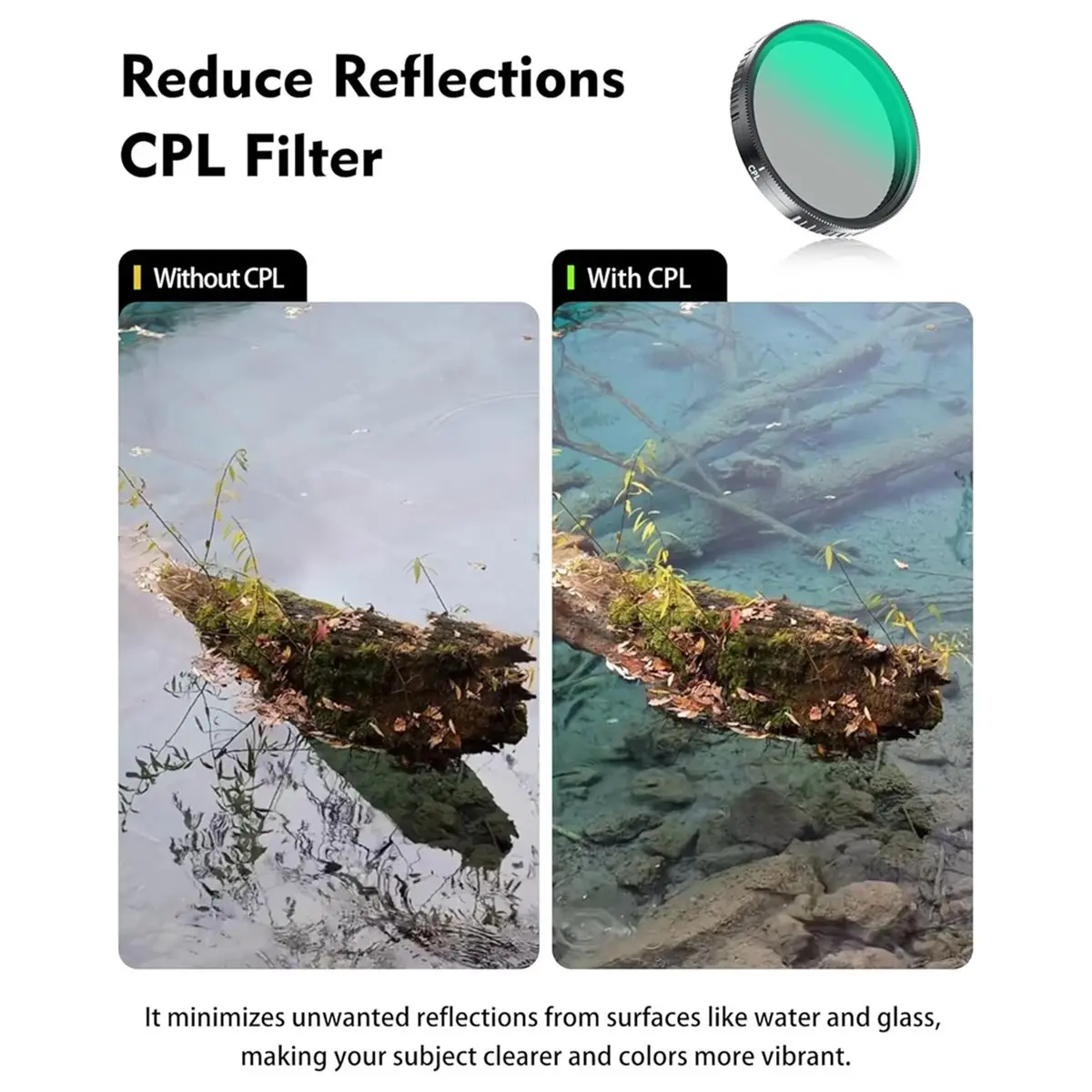 ND/PL Combo Filter Set for Action 6 - ND8/PL to ND64/PL, Secure Anti-Slip, for Video in Changing Light