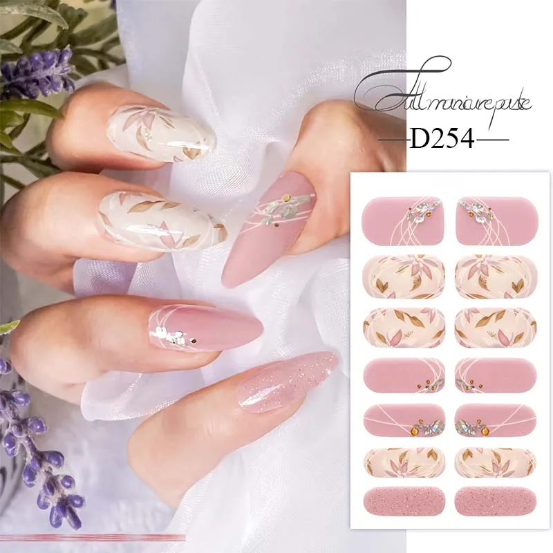 Nail Polish Film Stickers Decals Glitter Full Cover Self Adhesive Fingernail Wraps DIY Salon Beauty Art Manicure DecorationsD416