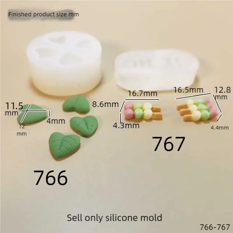 DIY Handcraft Japanese Tricolor Dango&leaf  Epoxy Resin Mold Food Play Miniature Pinching Mould Epoxy Resin Mold UV Resin Moldse