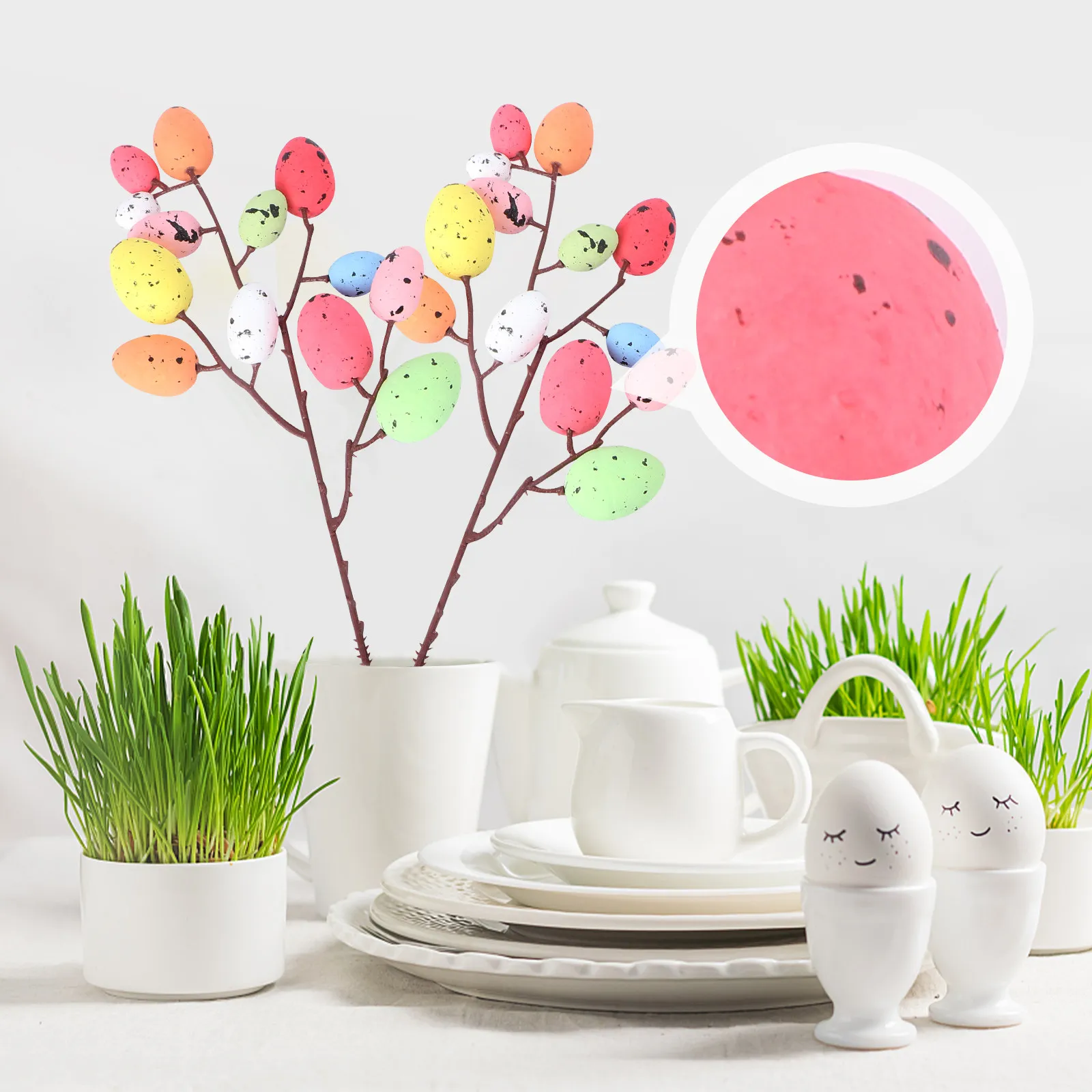 2Pcs Easter Egg Inserts Colorful Decorative Egg Picks Easter Garden Stakes Vase Flower Arrangement DIY Crafts Supplies view 6