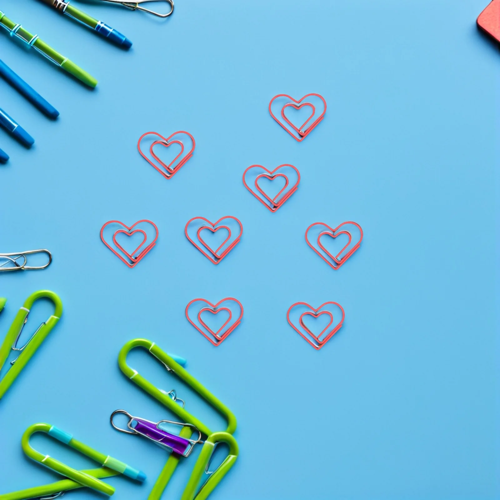 100 шт., зажимы для переплета в форме сердца, красные металлические милые скрепки в форме сердца любви, офисные журналы, планировщик, декоративные для скрапбукинга
