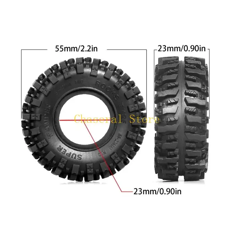E7CE 55 mm All Terrain Mud Tires 4pcs pour SCX24 Mménage des robots accessoires Crawlers Pneus pour grandes performances