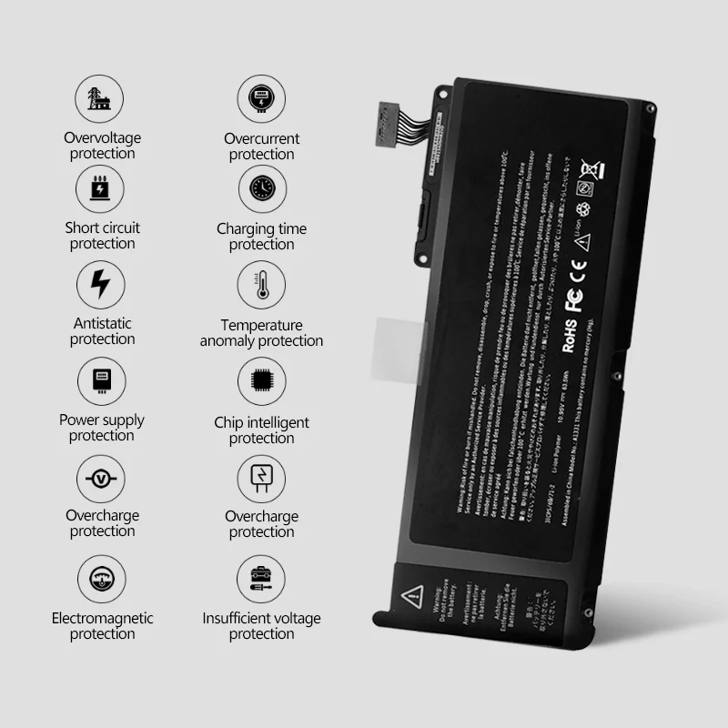 Batería A1331 para portátil Apple MacBook, 13,3 ", A1342 Unibody MC207LL/A MC516LL/A 020-6809-A, 10,95 V, 63,5 Wh