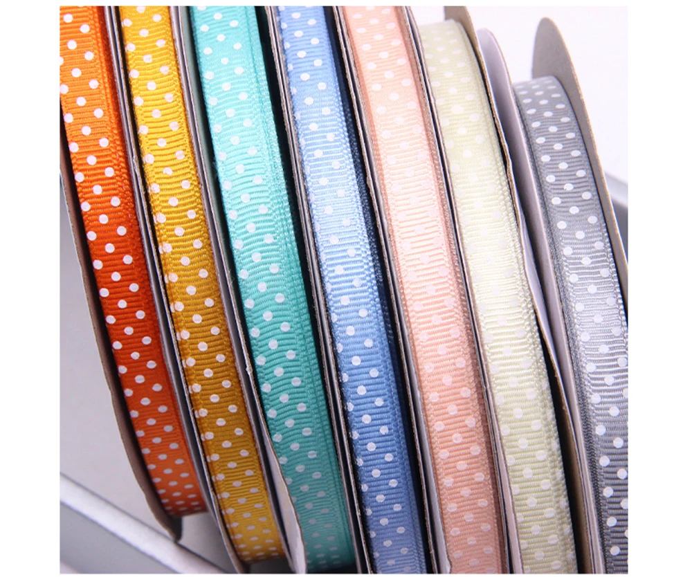 5 Yards 2022 neue gepunktete gerippte Bänder, zum Verpacken von DIY-Geschenken, Hochzeitsdekoration, handgefertigte Puppen, Basteln, 1 cm/0,39 Zoll Breite – Detail 5
