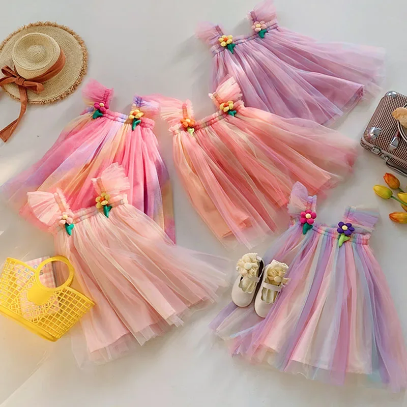 2025 New Summer Sister Dress Children Photography Clothes Kids Princess Dresses Baby Girl Birthday Party Wedding Dress