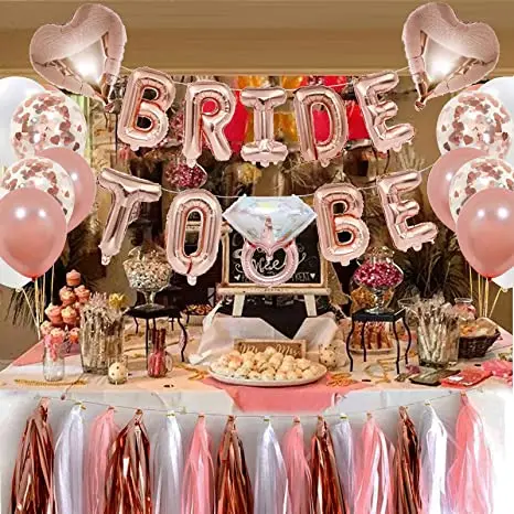 Bachelorette Party Dekorationen Kits Rose Gold Braut Dusche Partei Dekor und Braut zu Werden Luftballons Liefert für Braut Dusche – Detail 8