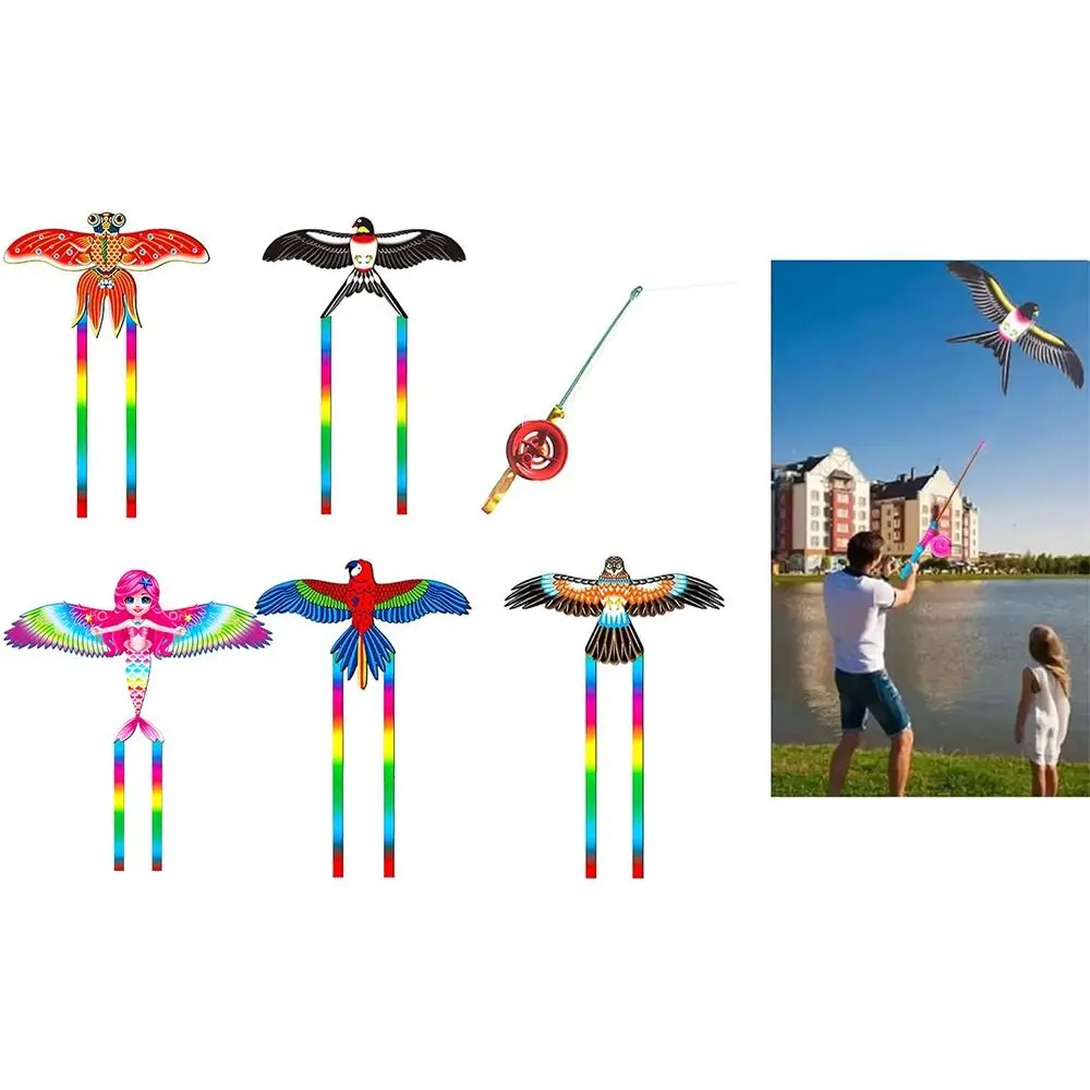 Lustige dynamische Drachen aus Kunststoff, Cartoon, leicht, Angelruten-Drachen, einfache Kontrolle, lange Schwanzdrachen, Kindergeschenk
