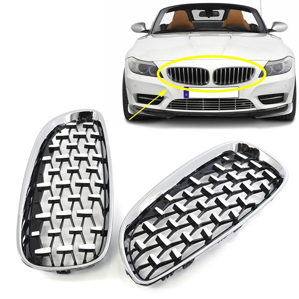 E89 Chrome Car Front Kidney Mesh Grill Diamond Meteor Style Grille For BMW E89 Z4 2009 2010 2011 2012 2013 2014 2015 2016