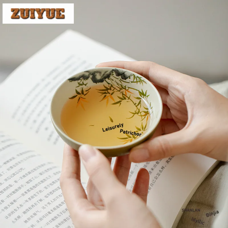 

2 шт./лот, ручная роспись, золотая бамбуковая чашка, древняя чайная чаша, набор чашек, чашка для дегустации чая, чашки для запаха Jianzhan Master Cups Cha 80 мл