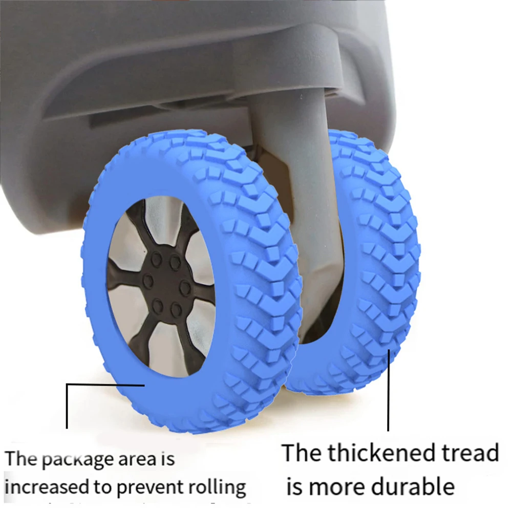 8pcs Anti-wear Luggage Wheels Protector Cover Silicone Thicken Texture Wheels Caster Shoes Reduce Noise Luggage Accessories