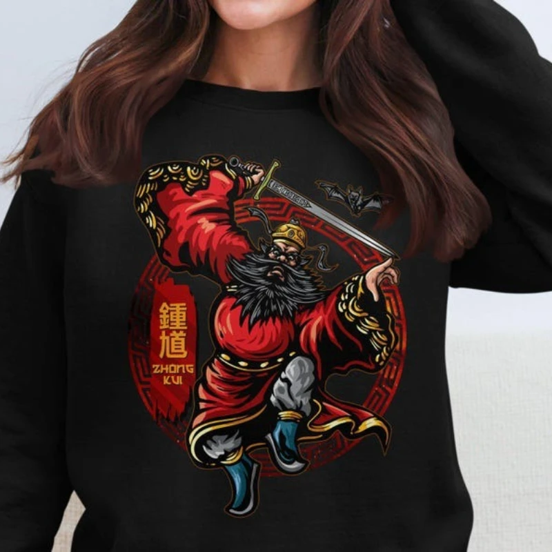 تشونغ كوي الطاوية الإله المطلية بالأشباح الآلهة الصينية الأساطير الدين الشعبي الصيني صورة تي شيرت مطبوع بلايز للجنسين