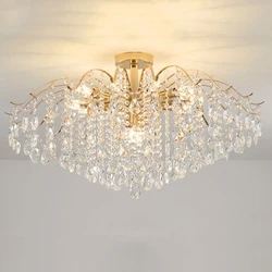 Lustre de plafond en cristal de luxe moderne pour salon salle à manger chambre plafonnier lumières LED appareil ménager AC85-260V