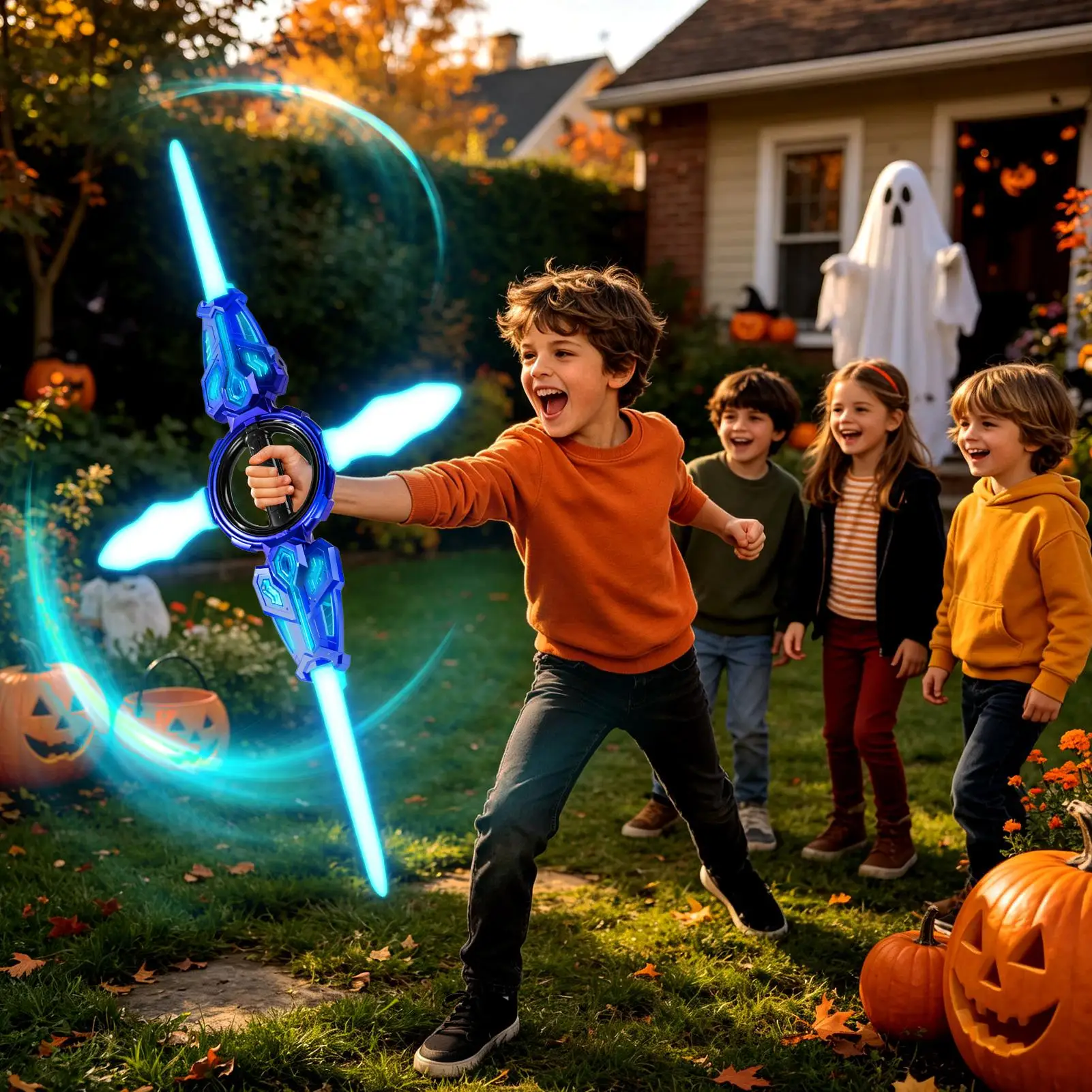 Light-Up Sword Flashing Dueling Sword With Sound Effects Rotating Double-Bladed Lightsaber With Mist/Flame Effect For Adults