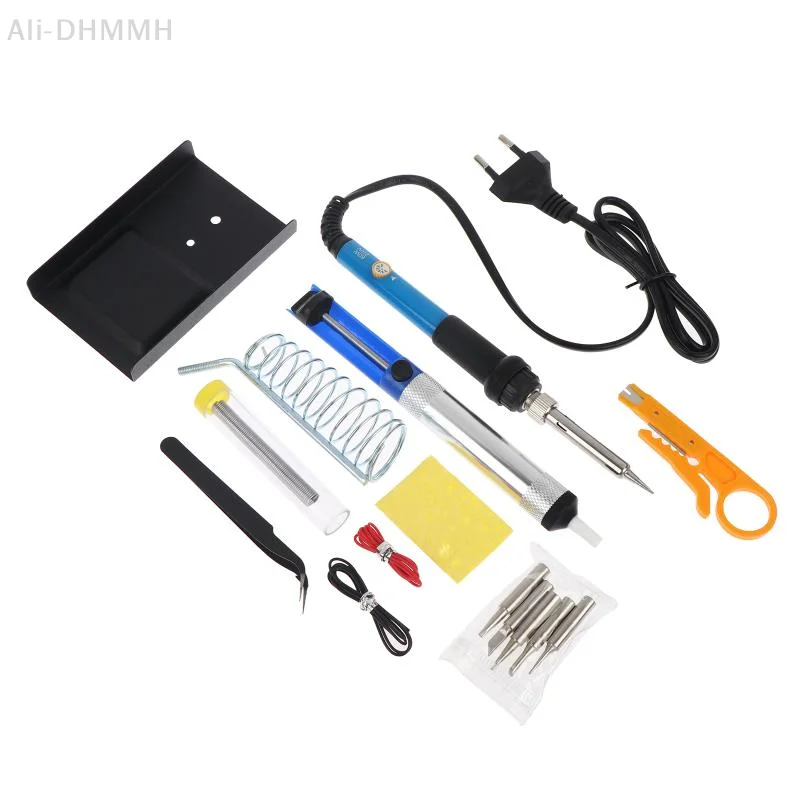 ZLinKJ 15Pcs Kit 220V 60W Soldering Iron Kit 450°C Adjustable Temperature Welding Tool Set With Solder Sucker Tin Wire EU Plug